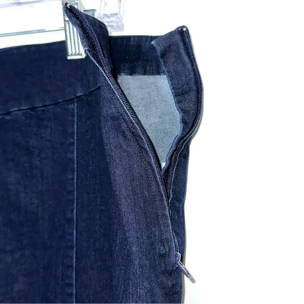 ModCloth Dark Wash Denim Center Seam Cropped Retro Pull On Capris Size 1X